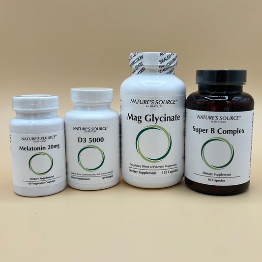 Ultimate Anti-Stress Package: Magnesium Glycinate, Melatonin, Vitamin B, and D3 500