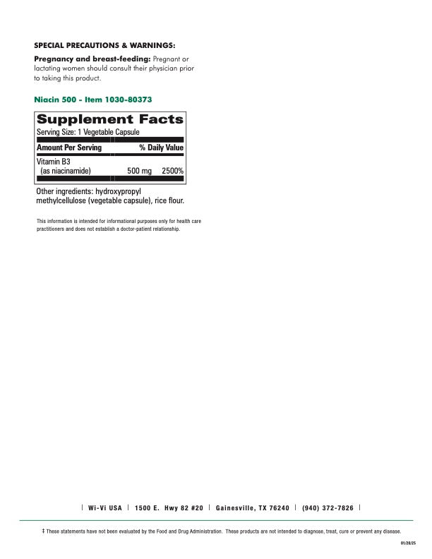 Niacin 500mg No Flush - Inositol Hexanicotinate for Heart Health