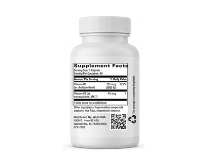 Vitamin D3 5,000 IU with K2 | 60 Capsules