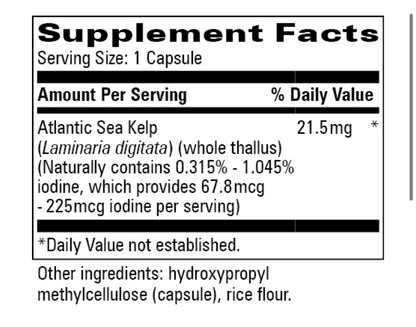 Iodine from Atlantic Sea Kelp - Metabolic & Glandular Wellness Supplement