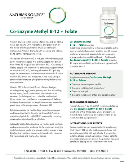 Co-Enzyme Methyl B-12 + Folate - Active B12 & Methyl folate Supplement
