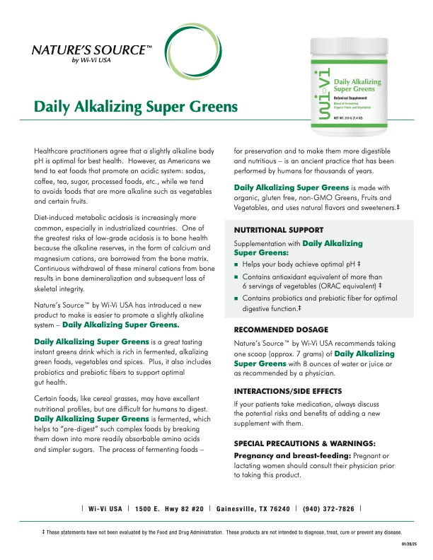 Daily Alkalizing Super Greens- Blend of Fermented, Organic Fruits and Vegetables