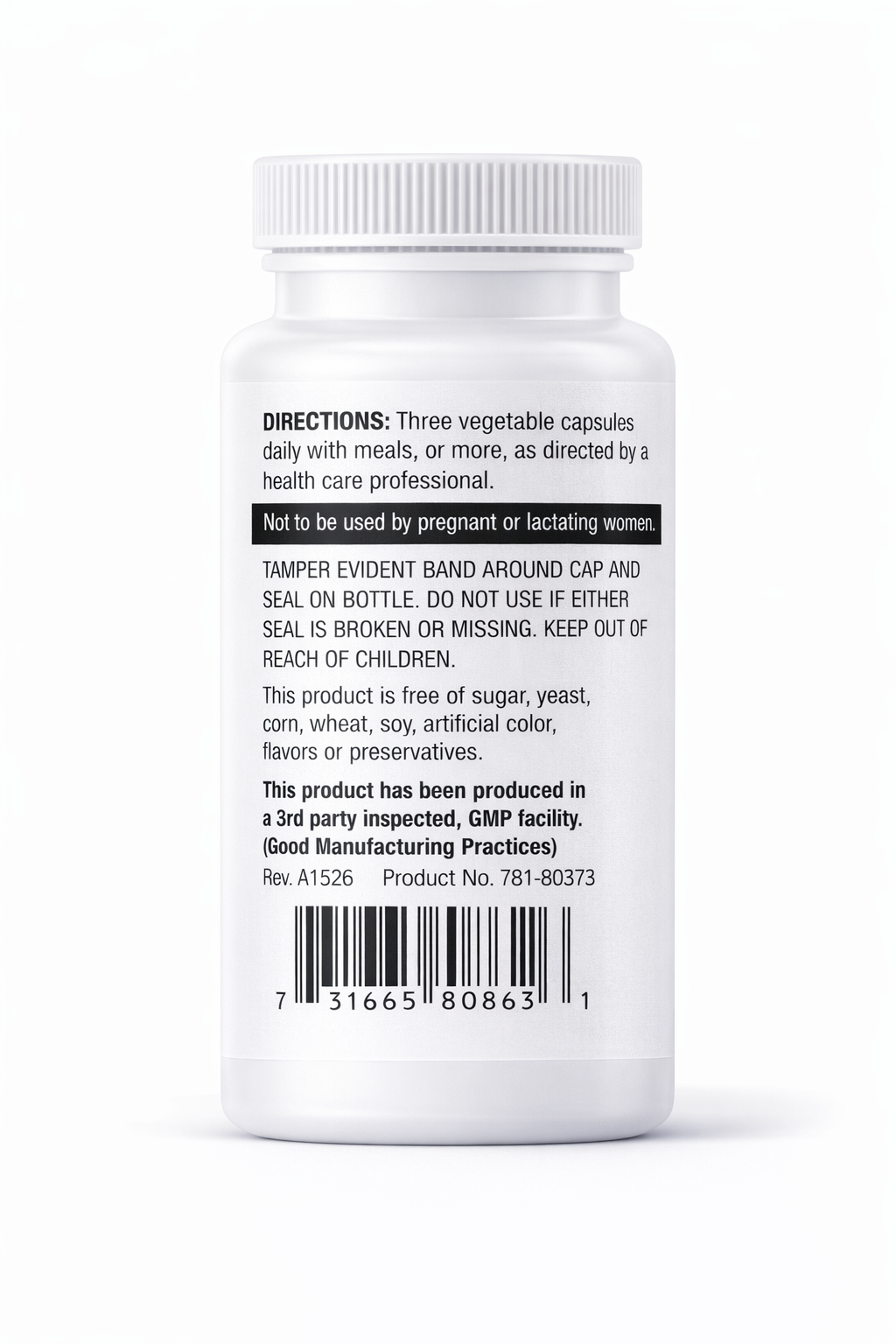 White Magnesium & Potassium Aspartate pill bottle with label on a white background