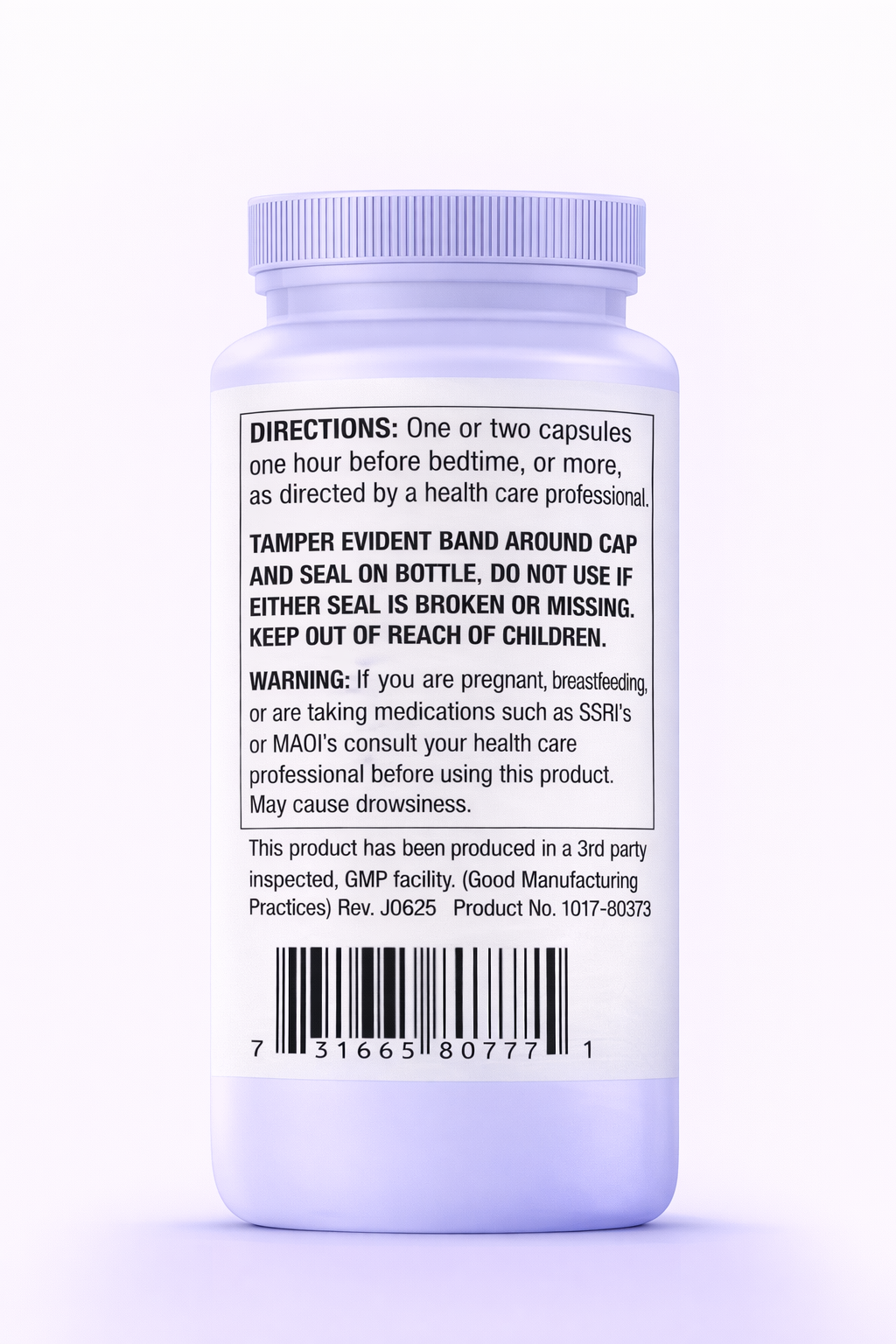 Sleep Time pill bottle with label and directions on a white background