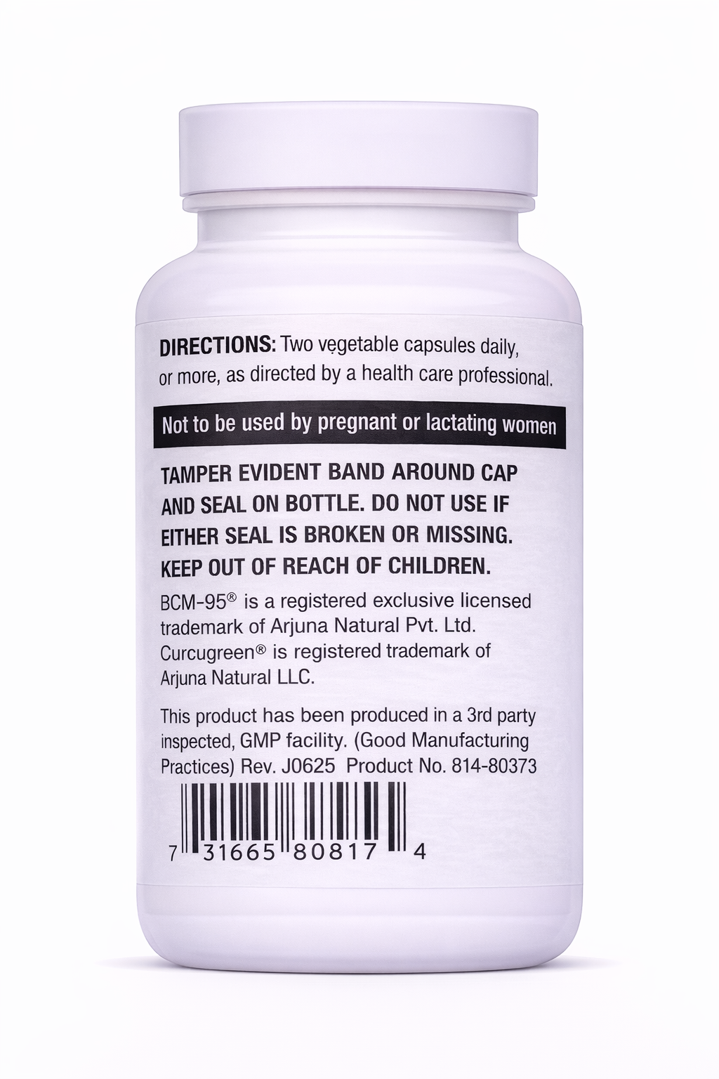 Turmeric 800mg Vitamins bottle with label on a white background