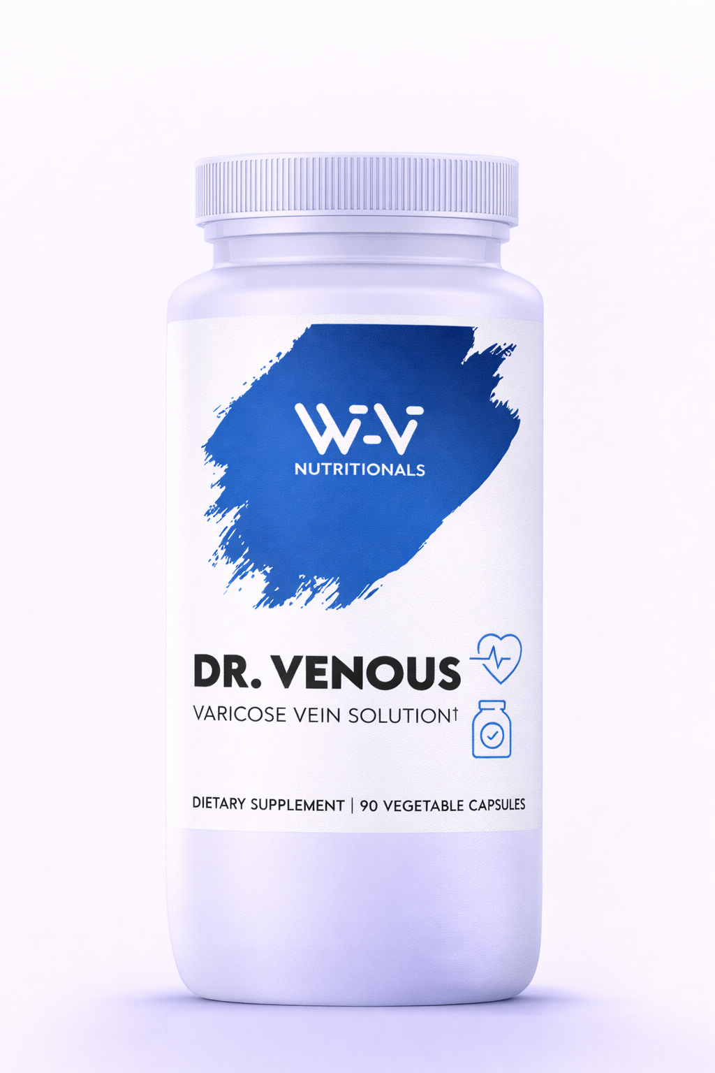 Supplement bottle labeled 'Dr. Venous' by W-V Nutrionals on a white background