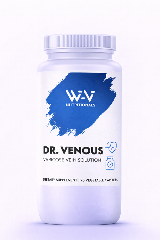Supplement bottle labeled 'Dr. Venous' by W-V Nutrionals on a white background