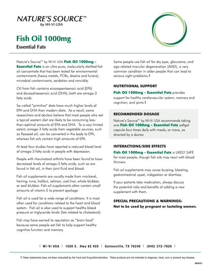 Details sheet for fish oil 1000mg
