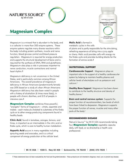 Magnesium Complex - Citrate, Aspartate & Malate for Absorption