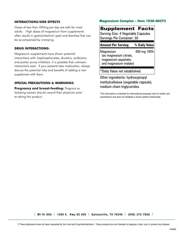 Magnesium Complex with Magnesium Citrate, Aspartate and Malate