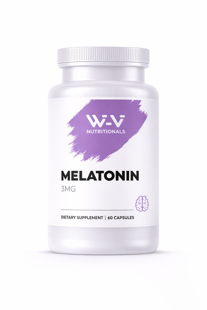 Melatonin supplement bottle with W&V Nutritional branding on a white background