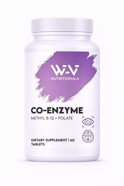 Supplement bottle labeled Wi-Vi Methyl B-12 + Folate Nutritionals on a white background