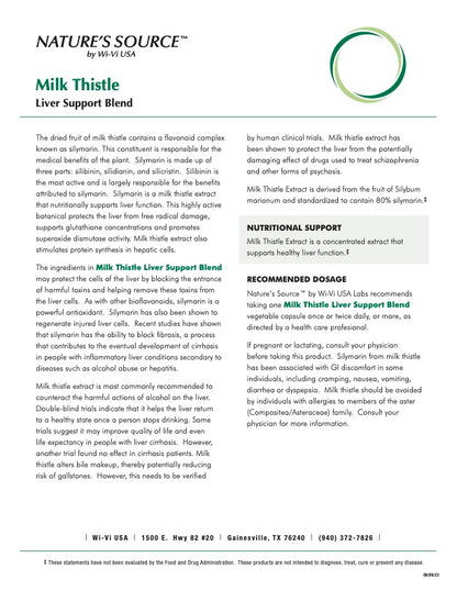 MilkThistleSupport Detail Sheet