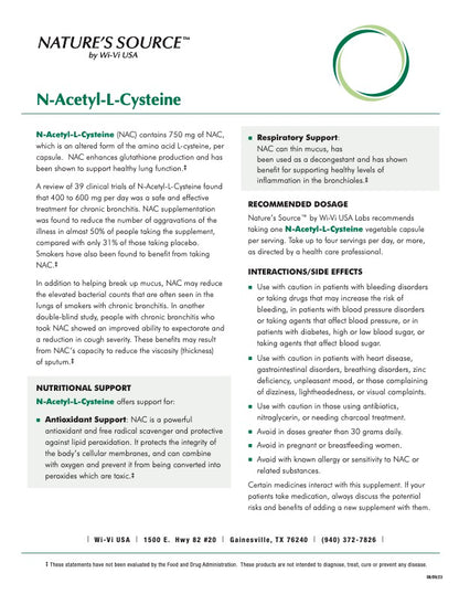 N-Acetyl-L-Cysteine Detail Sheet