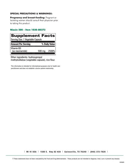 Niacin 500mg No Flush - Inositol Hexanicotinate Cardiovascular Wellness