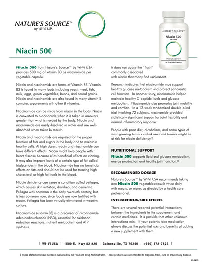 Niacin 500mg No Flush - Inositol Hexanicotinate Cardiovascular Wellness