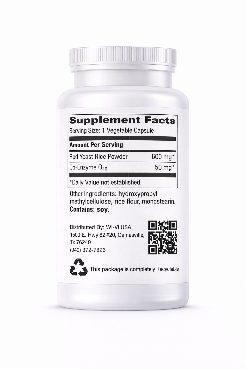 Supplement bottle with label on a white background