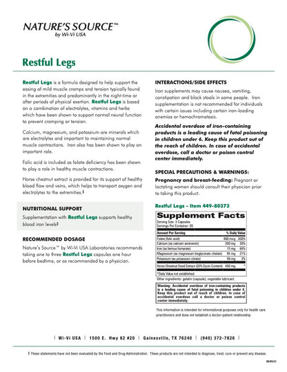 Restful Legs Detail sheet