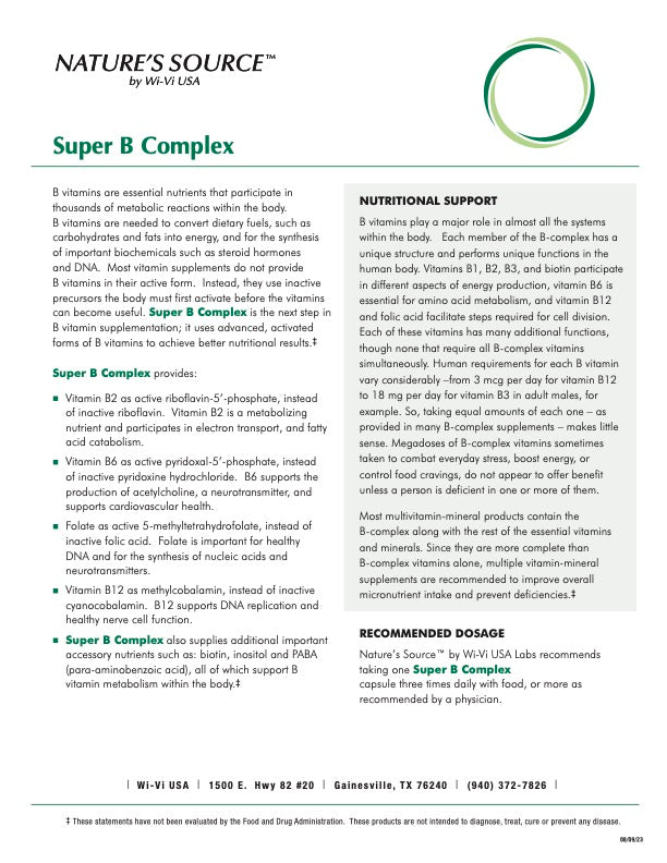 Super B Complex (90 Capsules) by: Nature's Source