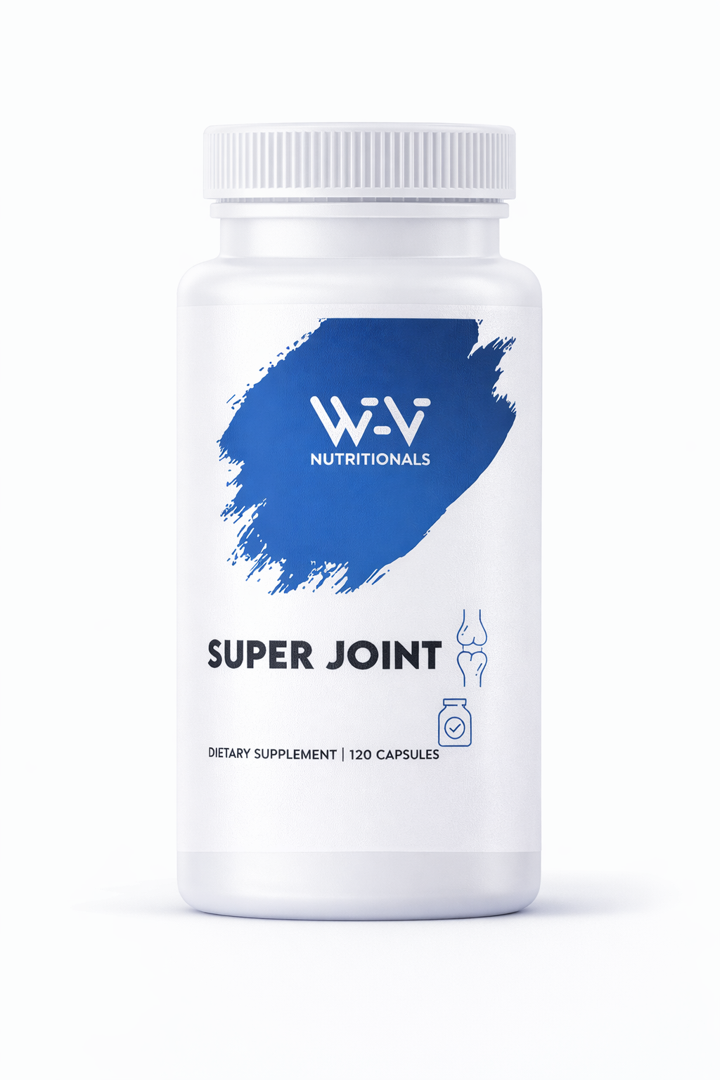Super Joint  Supplement bottle labeled 'Super Joint' by WIV Nutrionals on a white background