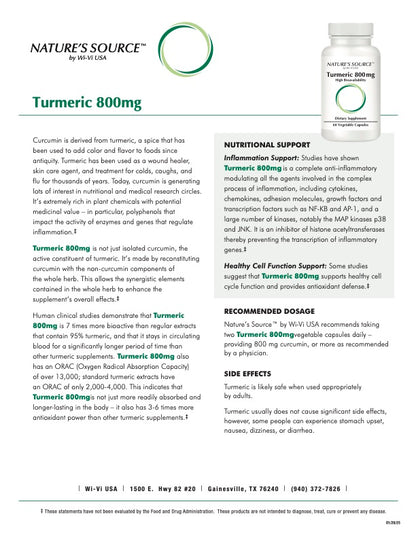 Detail sheet for turmeric 800
