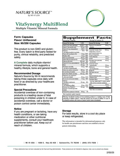 VitaSynergy Mineral Formula - Complete Multivitamin 90 Capsules