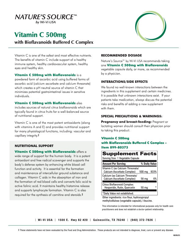 VITAMIN C 500mg w/ Bioflavonoids Buffered C Complex(90 Vegetarian Capsules) by: Nature's Source