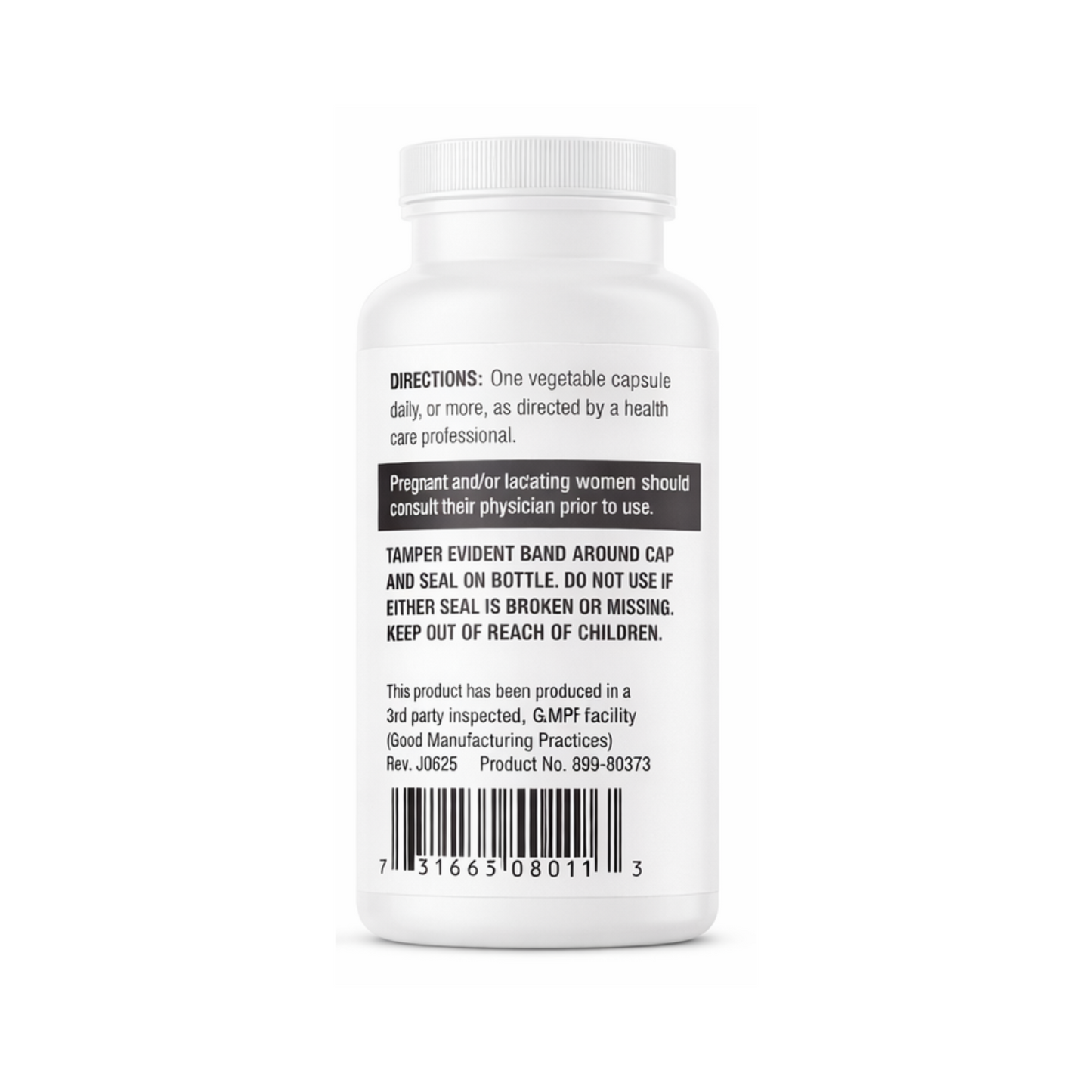 White Vitamin C 500mg supplement bottle with label on a white background
