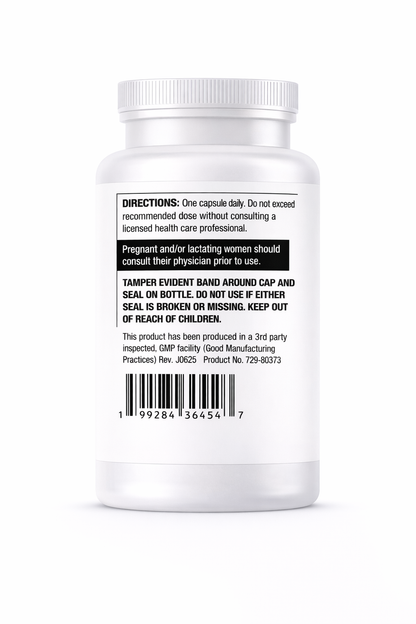 directions supplement bottle with label on a white background