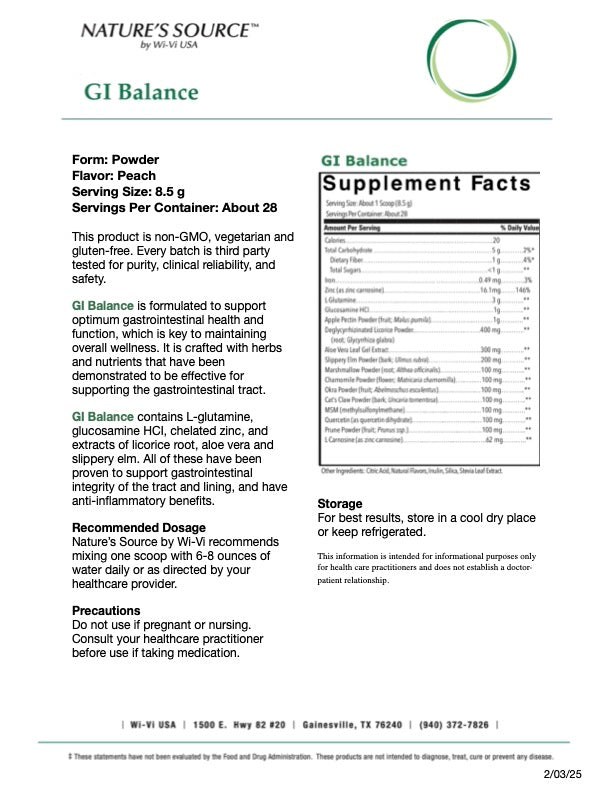 G I Balance - Comprehensive Nutritional Support for a Healthy Gastrointestinal Tract -by: Nature's Source