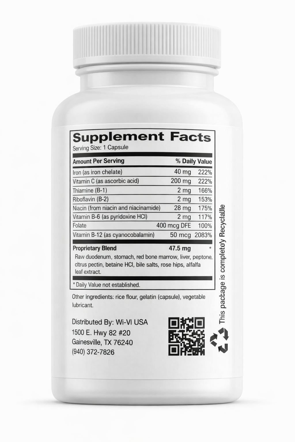 Iron Chelate Supplement bottle with label showing 'Supplement Facts' on a white background