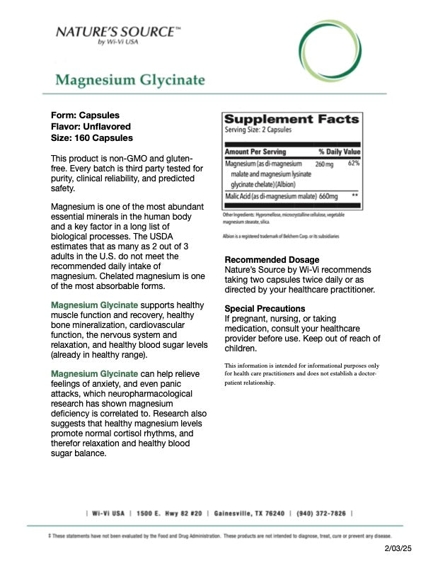 Magnesium Glycinate - 160 Capsules