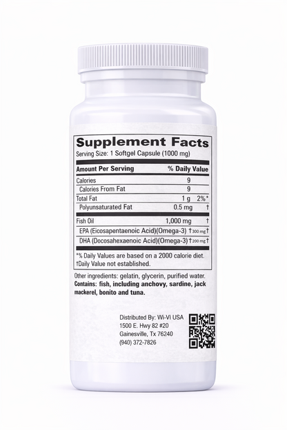Omega-3 EPA/DHA  Supplement bottle with label showing 'Supplement Facts' on a white background