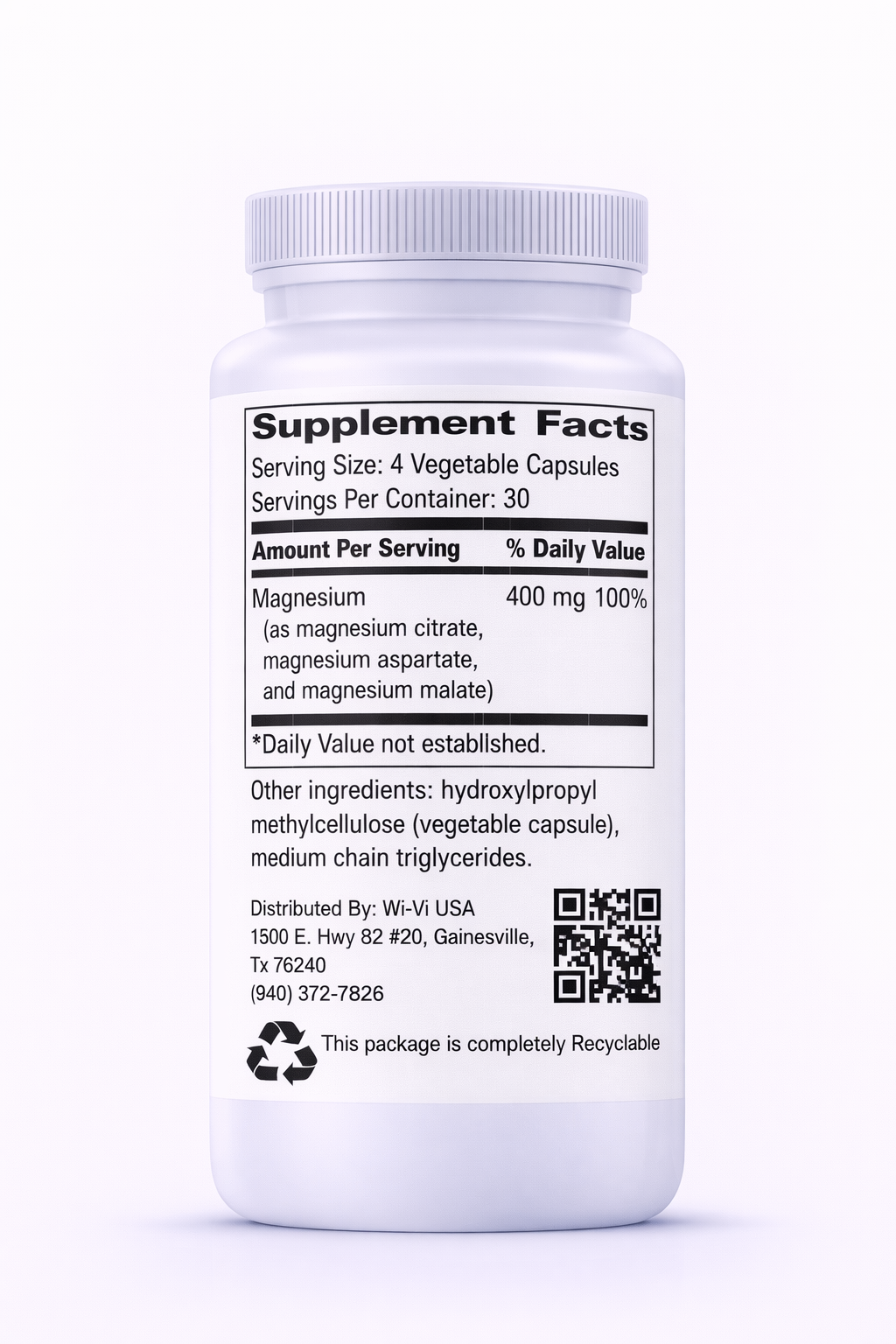 Magnesium Complex Supplement bottle with label on a white background