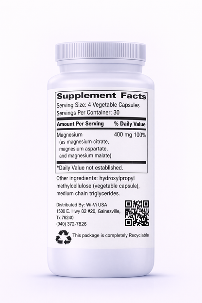 Magnesium Complex Supplement bottle with label on a white background
