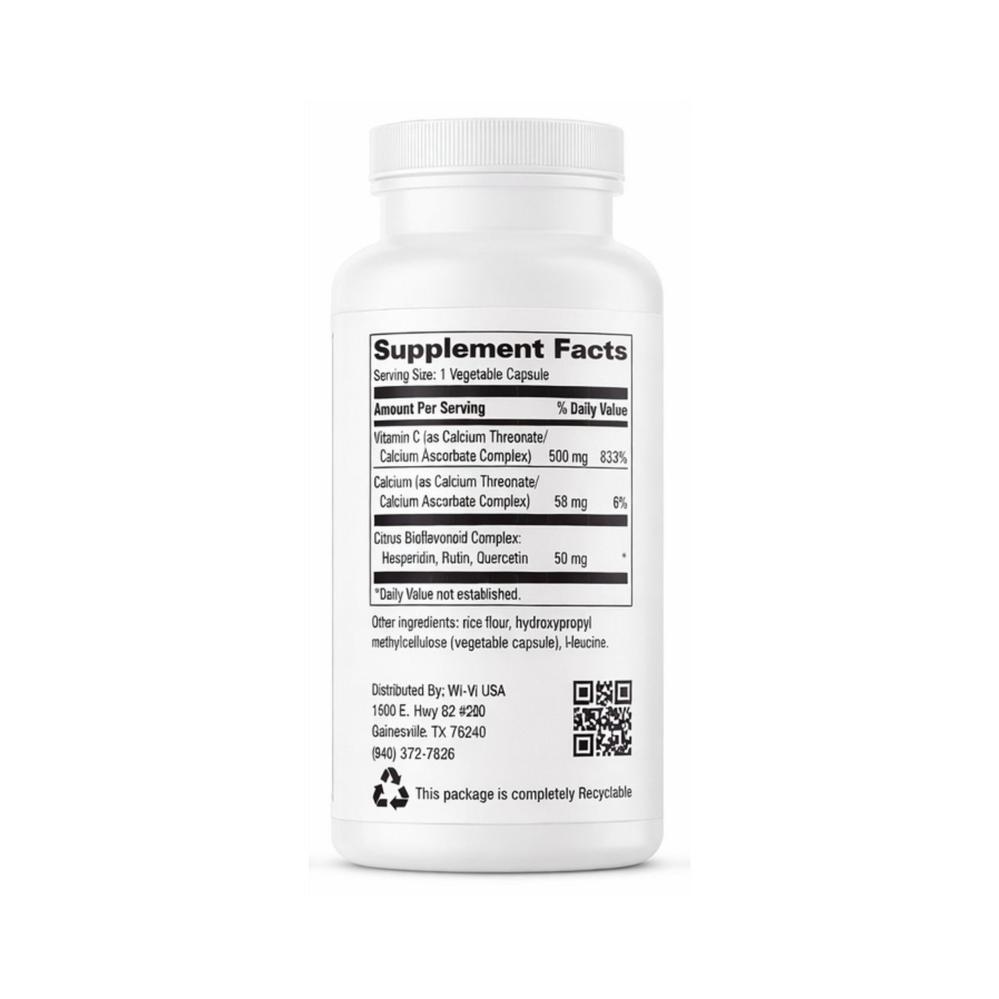 Vitamin C 500mg Supplement bottle with label on a white background