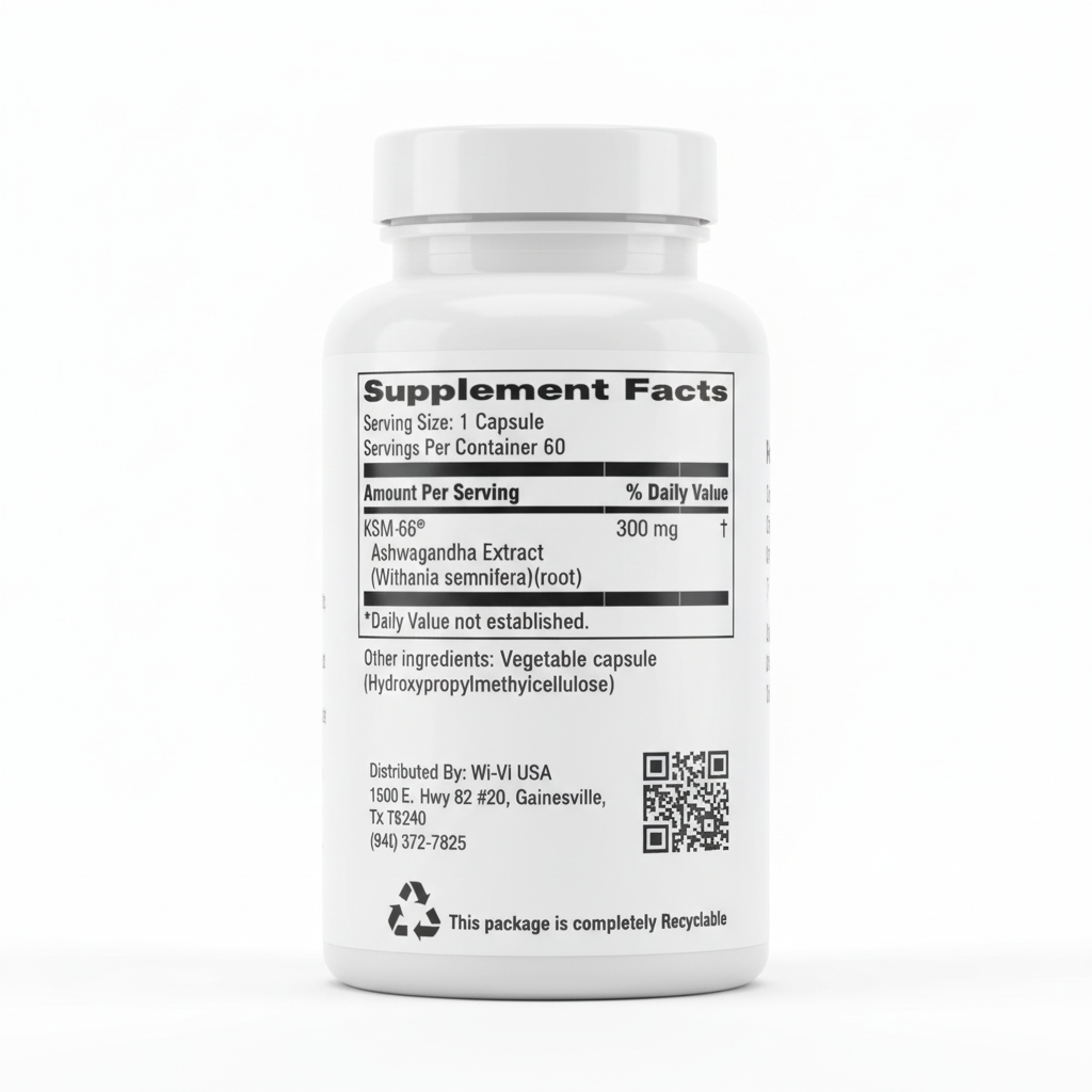 Supplement bottle with label on a white background