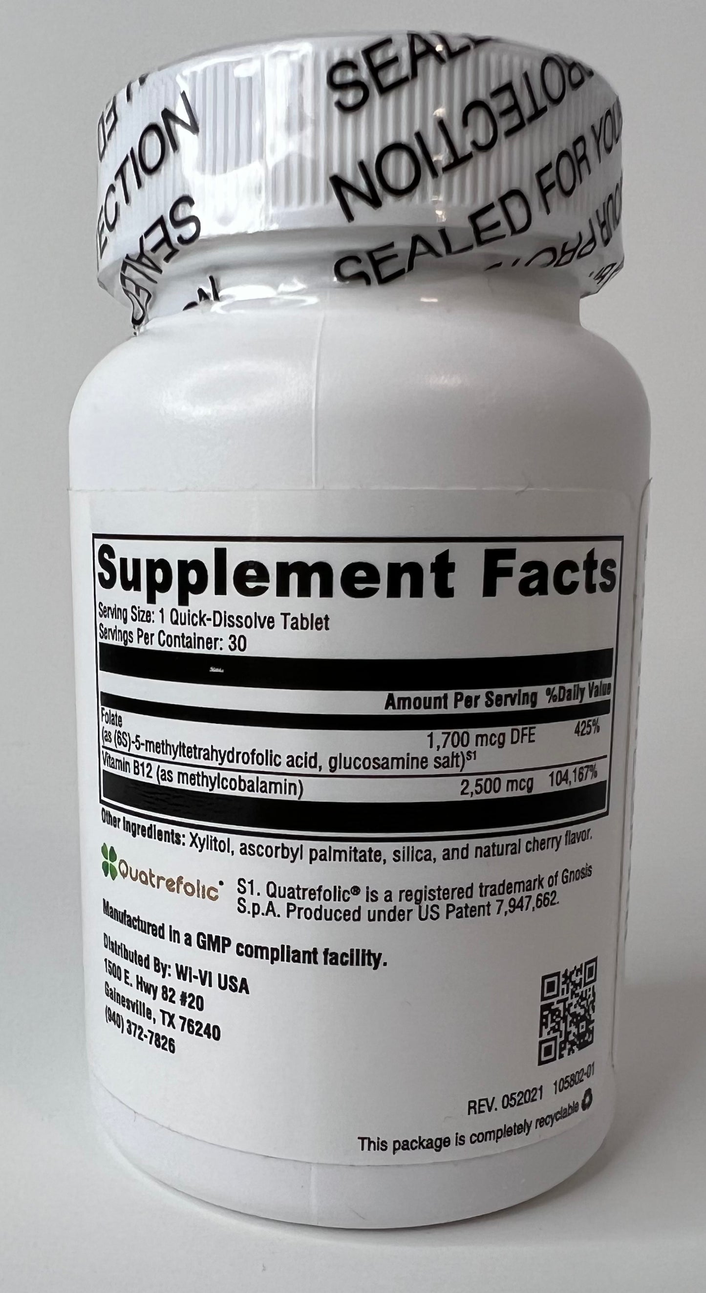 B-12 Support with Methylfolate - Biologically Active Folate & B12- Natural Cherry Flavor